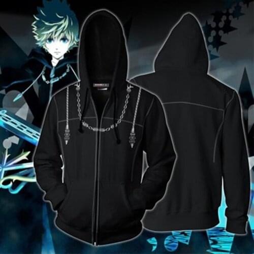 Kingdom Hearts Cosplay Costume Hoodie 3D Print Costume Jacket Zipper Sweatshirt Halloween Zipper Jersey