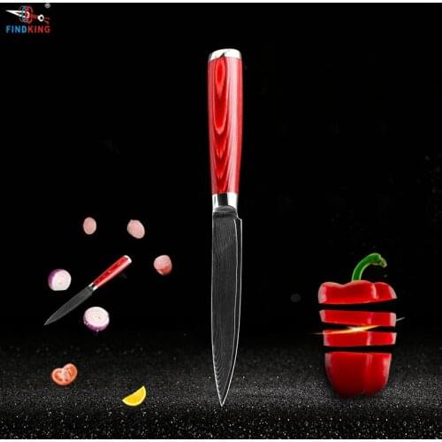 FINDKING Brand 5" damascus steel wooden handle kitchen knife sharper chef knife damascus fruit knife