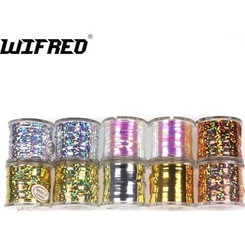 Wifreo 1Spool Fly Tying Tinsel Flash Tape Pearl Holographic Orange Gold Silver Streamer Teaser Fly Tying Material