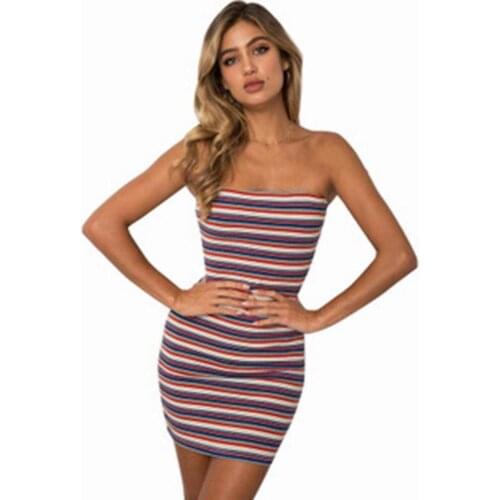 Summer New Womens Wear Striped Skirt Short Dress