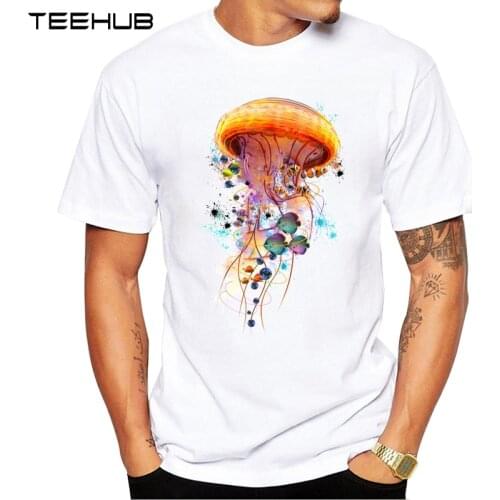 2019 TEEHUB Mens Fashion Electric Jellyfish World Printed T-Shirt Short Sleeve Novelty O-neck Design Tops Cool Tee