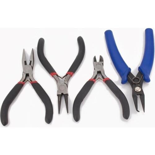 4pcs/set 45# Steel Jewelry Pliers Set Wire-Cutter/Round Nose/Side Cutting Plier and Split Ring Plier DIY Jewelries 16x11.5x3cm