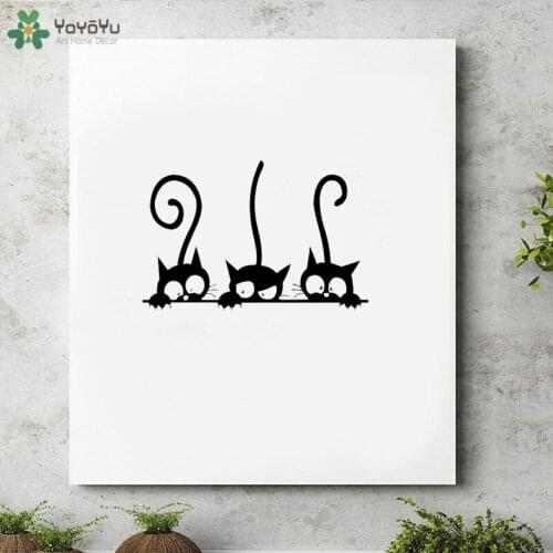 YOYOYU Wall Decal Three Black Cats Wall Quotes Sticker Wall Decal Mural For Girls Boys Bedroom Nursery Cute Animals QQ106
