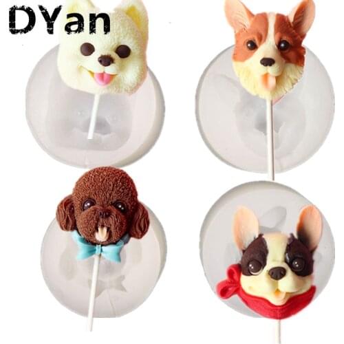 New Dog Cute Avatar Lollipop Silicone Mold Chocolate Mold Cake Mold DIY Cake Baking Decoration Tool A1572