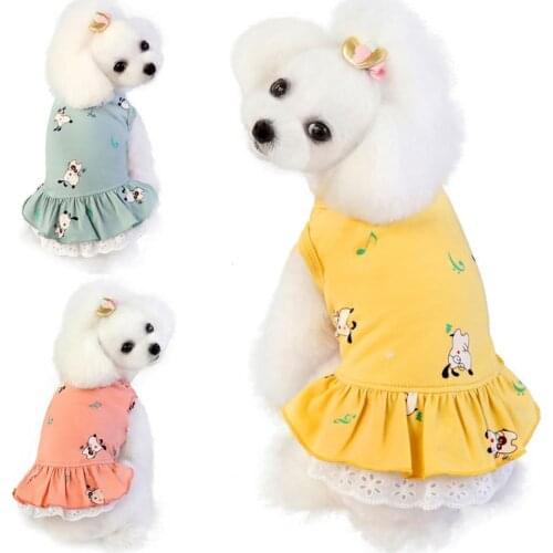 New Style Colorful Cool Dog Skirt Cartoon Print Foreleg Cotton Puppy Pet Cotton Dress Outfit Clothes for Summer Pet Cat Supplies