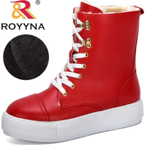 ROYYNA 2020 New Designers Popular Style Womens Boots Winter Plus Velvet Plush Shoes Womens Thick-Soled Warm Snow Women Footwear