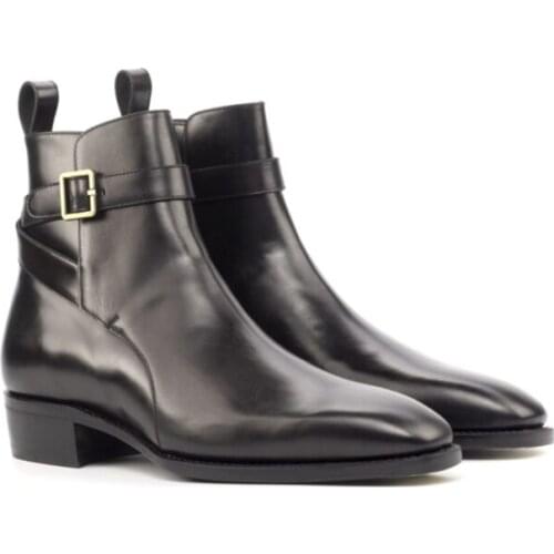 Solid Chelsea Winter Black Mens Boots Shoes Work Boots Add Velvet Fashion Designer Shoes Men Genuine Leather