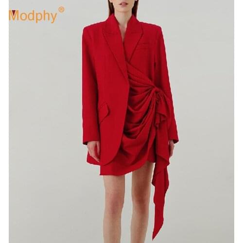 Autumn Ol Solid Blazer Coat Women Red Sexy Long Sleeve bow loose Coat Top Female Party Jacket 2020 Fashion Clothes New Vestidos