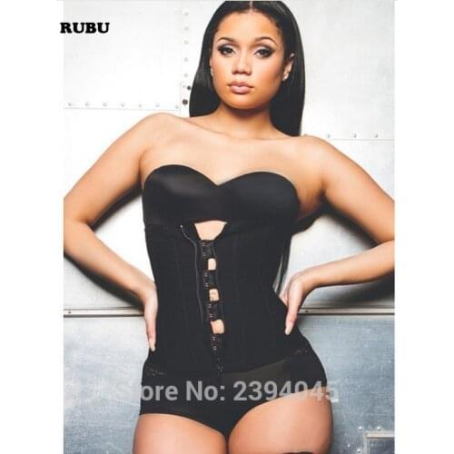 Hot Sexy Latex Waist Trainer Bodysuit Women Body Shaper Shapewear Waist Cincher Clip and Zip