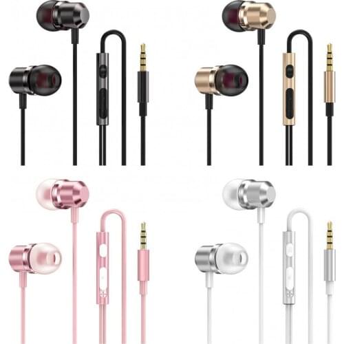 In-ear Wired Earphone Metal Magnetic Noise Reduction Subwoofer Mic Volume Control Gaming Headset for Tablet Phone