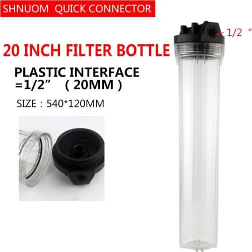 Currency 20 Inch Reverse Osmosis Transparent Filter Bottle 1/2'' Thread 20MM 20’‘ Whole House Filtration Commercial Cartridge