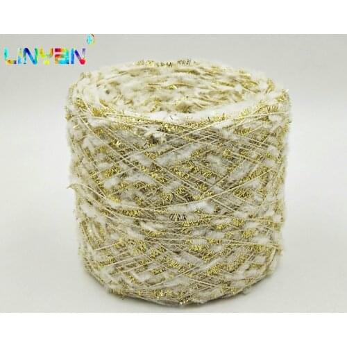 100g/lot Gold and white toothbrush yarn hand knitting Crochet knitting yarn for knitting wholesale weave knitting yarn t4