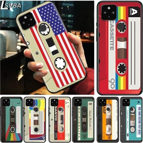 Retro vintage tape Shockproof Cover for Google Pixel 5 4 5A 4A XL 5G Black Phone Case Shell Soft Fundas Coque Capa