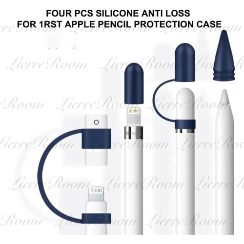 LierreRoom Silicone Anti-loss Of 4 Pcs For 1 Generation Apple Pencils Adapter Charger Topper And Cap Apple Pencil Case