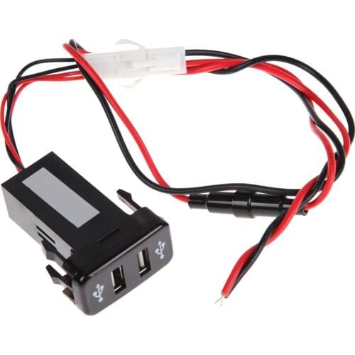 Blue LED Light Dual USB Car Mobile Phone Charger 3.1A 2 Ports USB Power Socket Outlet Adapter for Toyota Accessories