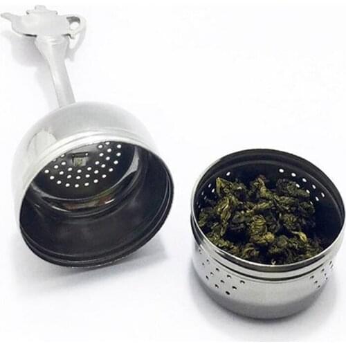 Stainless Steel Tea Infuser Strainer Cylindrical Tea Leak Spice Herbal Filter Seasoning Balls Hanging Chain Kitchen Accessories