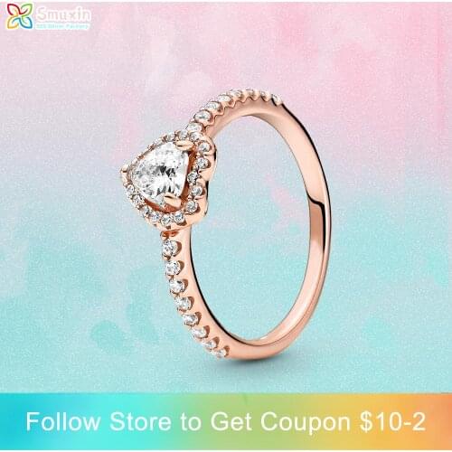 Smuxin 925 Sterling Silver Rings Sparkling Elevated Heart Ring Women Rings Ngagement Rings for Women Jewelry Making Girl Rings