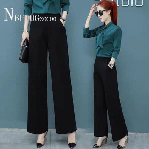 Spring Summer Thin High Waist Wide Leg Women Pants Middle-aged Mother Style Plus Size Female Trousers