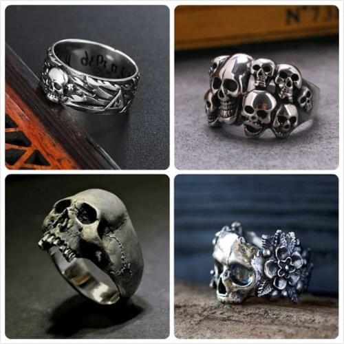 Vintage Rings for Men Women Diablo Metal Skull Human Bones Hip Hop Band locomotive Personality Punk Ring Jewlery anillos