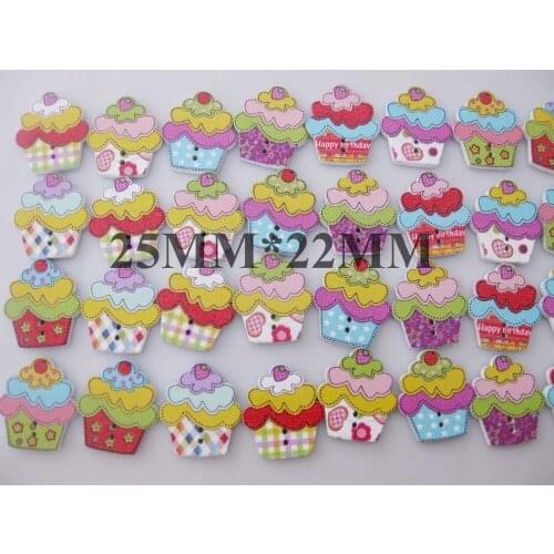 WBNLKA Icecream decorative wood buttons mix 100pcs 2 holes flatback sewing scrapbooking craft accessory