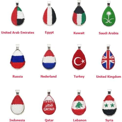 World Flag embroidery Pendant Saudi Emirates Turkey Kuwait Egypt Lebanon Russia Syria Qatar Netherlands Indonesia UK
