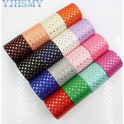 YJHSMY C-171005-156 38 mm 5 yards Pure gold foil Ribbons Thermal transfer Printed grosgrain Wedding Accessories DIY materials