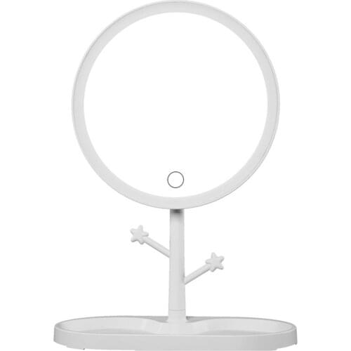 Portable Size LED Makeup Mirror With Light Bedroom Makeup Lamp Desktop Rotating Vanity Mirror Round Shape Cosmetic Mirrors