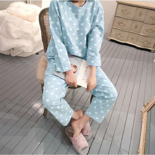 Women Sleepwear Ladies Cute Polka Dot Print Long Sleeve Pyjamas Set Top Trousers Pajamas Fashion Pyjamas Set