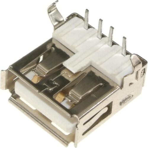 10 Pcs/Lot USB Female Warp Edge Type A 2.0 DIP 4 Pin Socket Jack Connector Plug Socket Cover Seat Welding Wire Adapeter 90