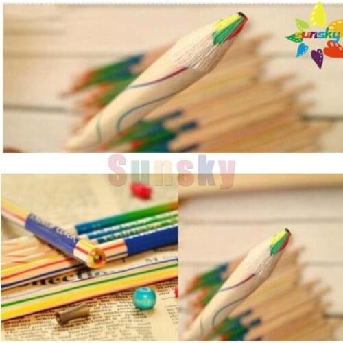 100pc/lot Woodless color Pencil Rainbow Colour Drawing Pencil 4 color in 1 Art Supplies paniting set Painting children draw set