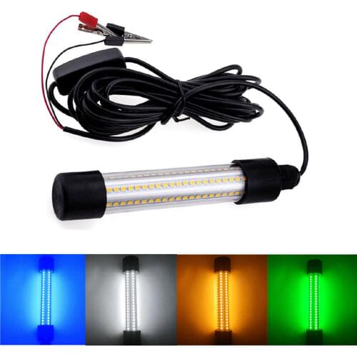 12-24V 5M LED Submersible Fishing Light 1200LM Deep Drop Underwater Fish Lure Bait Finder Lamp Squid Attracting White/Green/Blue