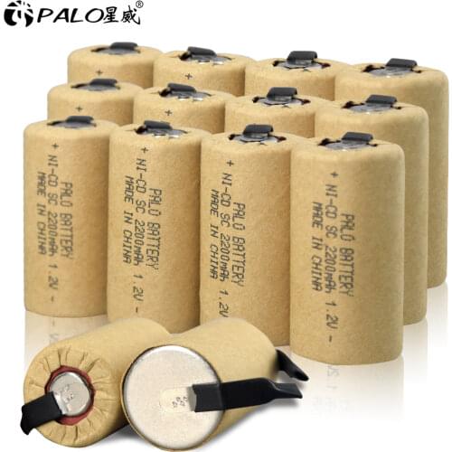 2-12pcs 2200mAh SC 1.2V Rechargeable Battery 1.2 V Sub C NI-CD Cell with Welding Tabs for Electric Drill Screwdriver BATTERI