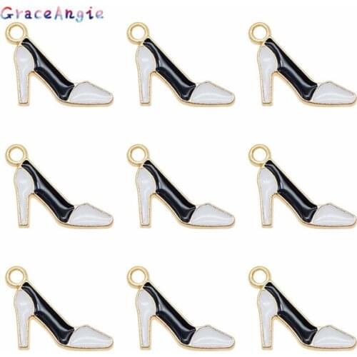 20pcs High Heel Shoes Pendant Women Charms Earrings Enamel Pendants Necklace Jewelry Findings Handmade DIY Bangle Bracelet Dec
