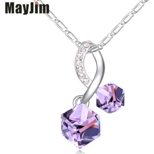 2018 Crystal Necklaces & Pendants Plated Alloy plating Jewellery & Jewerly double crystal Necklace Women Fashion Jewelry Bijoux