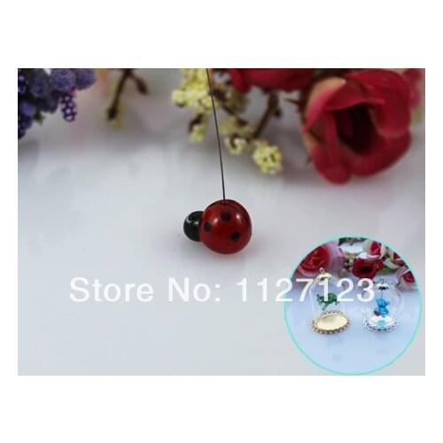 30pcs10x13MM Ladybug With Hanging Iron Wire For Jewelry Necklace Making,Wish bottle findings,glass globe terrarium