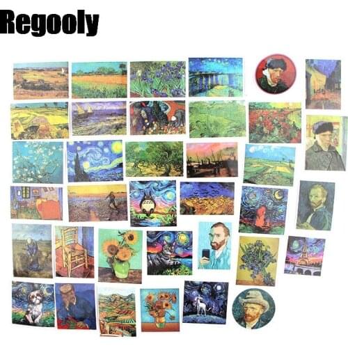 36pcs Van Goghs painting graffiti Stickers paster Cartoon characters anime movie funny decals scrapbooking diy phone