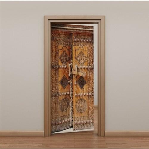 3D Door Decoration Sticker Retro Wooden Door Art Poster Home Renovation Decor Living Room Bedroom PVC Wall Decal Peel And Stick