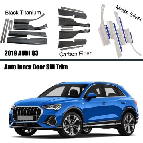 For AUDI Q3 2019 2020 2021 Car Styling Inner Car Door Scuff Plate Threshold Cover Trims 4pcs Auto Accessories