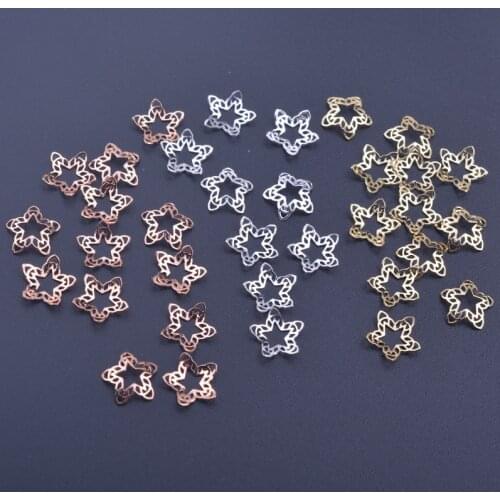 50pcs 9mm Silver Plated Beads Caps Rose gold Color Star Bead End Cap DIY Brass Jewelry Accessories