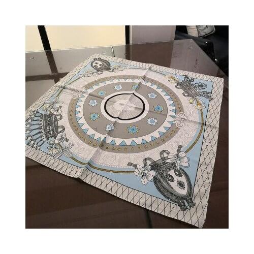 70*70cm New Silk Scarf Womens Korean-Style Small Square Scarf women Star Crown Neckerchief Decorative Bag