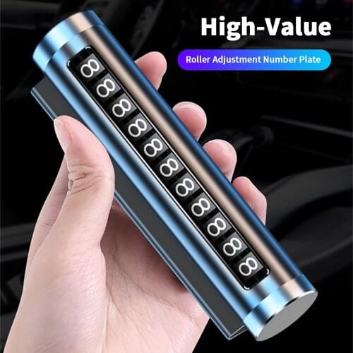 Aluminum Alloy Car Temporary Parking Card Plater Rotate Phone Number Plate Stickers Park Stop Card Car Styling Auto Accessories