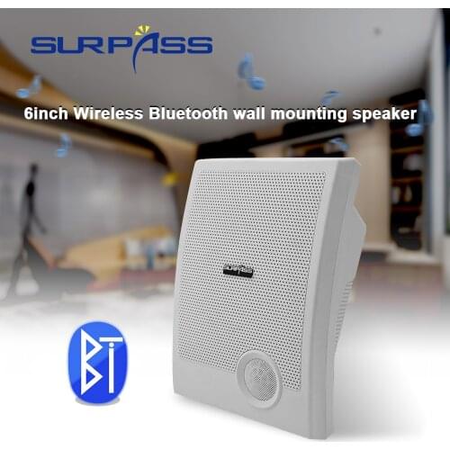 Wireless Bluetooth Wall Mount Speaker 10W PA System HiFi Stereo Surround Subwoofer Background Music Player Loudspeaker with AUX