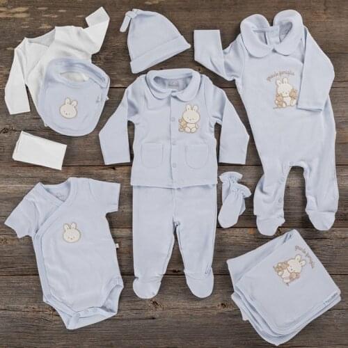 Funna baby 8510 infant bodysuit-Layette set immediately after hospltal (Ten/10 pcs)-Blue