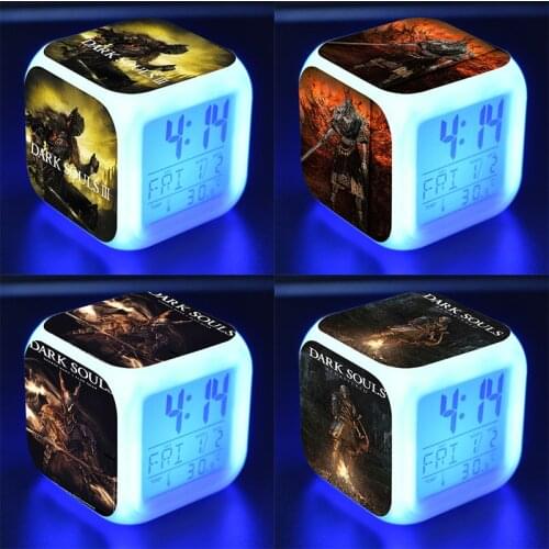 Dark Souls Alram Clock Artorias LED Change Digital Color Multi-Function Bedroom Kids Glowing Electronic Clock for Children Gift