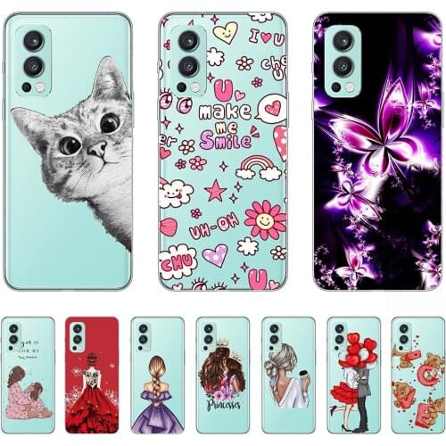 For OnePlus Nord 2 5G Case 6.43inch Silicon Transparent Cute Animal Tpu Bumper Flexible Shockproof Fundas Coque Etui Bumper