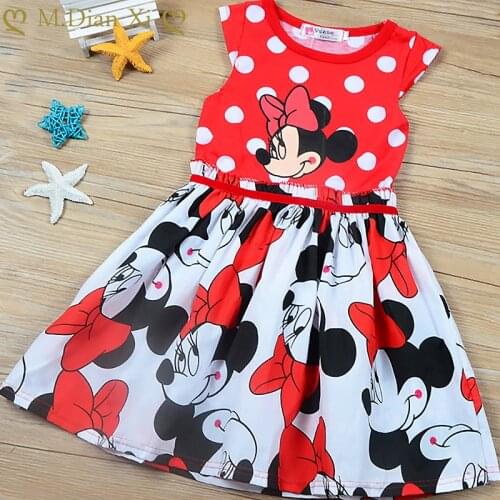 Infant Toddler Baby Girls Dress Summer Dress Cartoon Minnie Mouse Dots Dress Princess Dress Childrens Girls Clothing 0-6Years