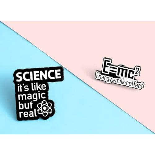 Formula Fun Interpretation Enamel Pins E=mc2(Energy=milk*coffee2) Science Brooches Badges Fashion Pins for Friends Wholesale