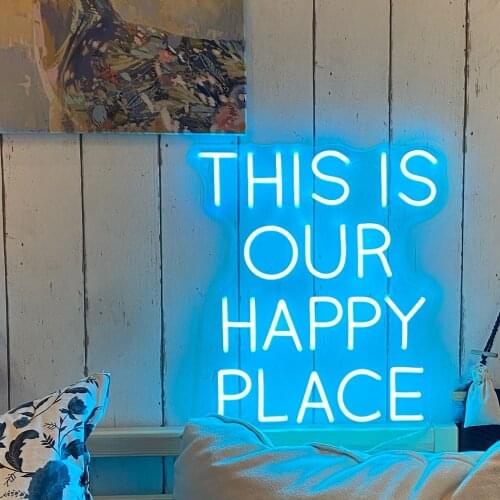 This Is Our Happy Place neon sign,LED light sign for home decor,bedroom living room light signs,neon photo booth