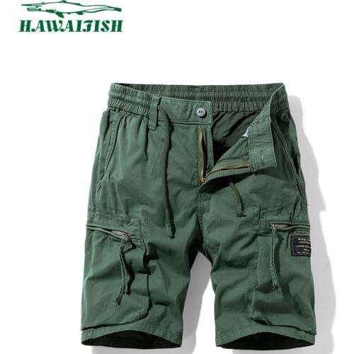 Hawaifish brand Cargo Shorts Men 2021 summer new style half short pants Mid Waist Drawstring Loose Shorts high quality short