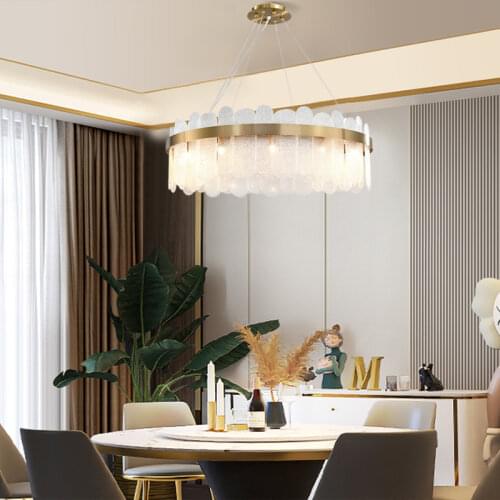 New Nordic Round LED Crystal Chandelier Bedroom Lighting Lamp Hanging Lamp Hotel Factory Direct Sales Indoor Lighting Fixtures